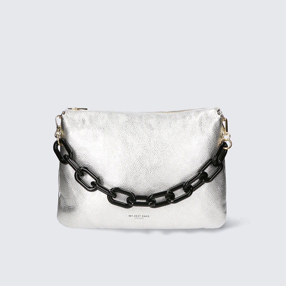 BORSA SACCA – REFLEX – PELLE RUGA – MYB-FW8019 (ARGENTO)